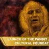 Promotional artwork announcing the launch of the Pandit Jasraj Cultural Foundation, featuring a stylized portrait of Pandit Jasraj against a cosmic-themed background.