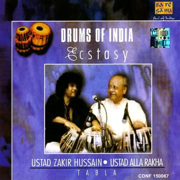 Drums of India: Ecstasy by Zakir Hussain, Alla Rakha - Album Cover Art