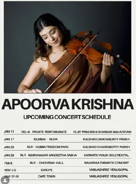 Apoorva Krishna Violinist Tour Itinerary