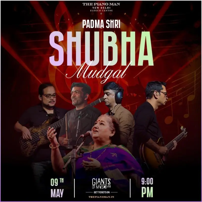Shubha Mudgal live performance poster at The Piano Man New Delhi May 9 2026