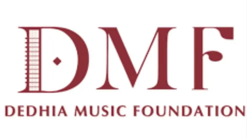 Logo of Dedhia Music Foundation (DMF), a cultural organisation supporting Indian classical music events.