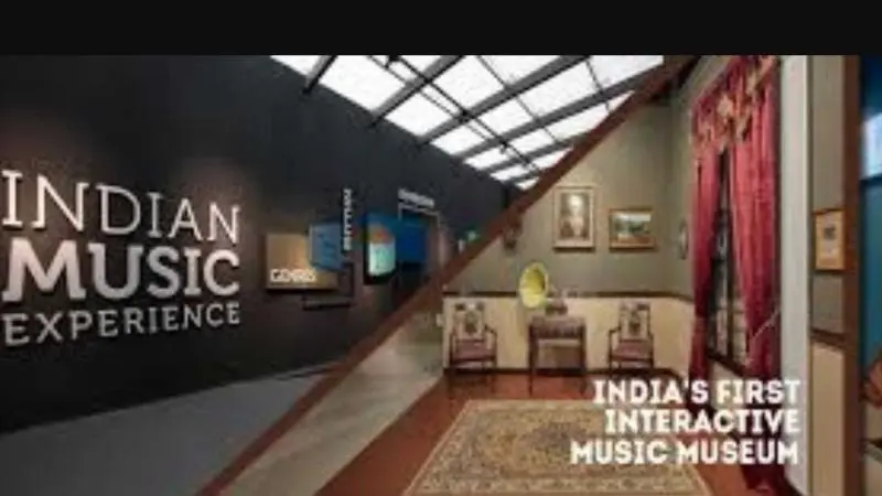 Interior view of the Indian Music Experience Museum in Bengaluru, showcasing exhibition displays and galleries dedicated to the history and traditions of Indian music.