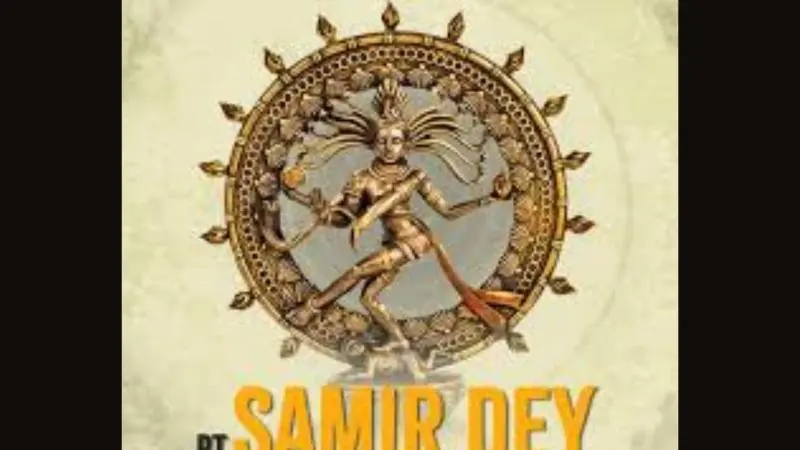 Logo of Pt. Samir Dey Students' Association featuring the Nataraja symbol representing classical Indian music and dance.