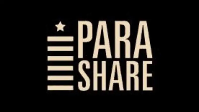 Parashare logo featuring stylized text and star symbol on black background.